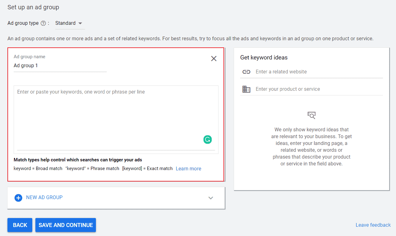 ad group เริ่มทำ google adwords ด้วยตัวเอง
