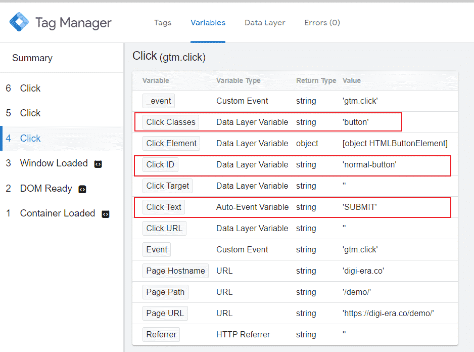 Image 2 - even tracking click variable explain