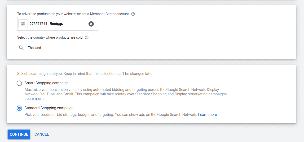 สร้างแคมเปญประเภท google shopping ads